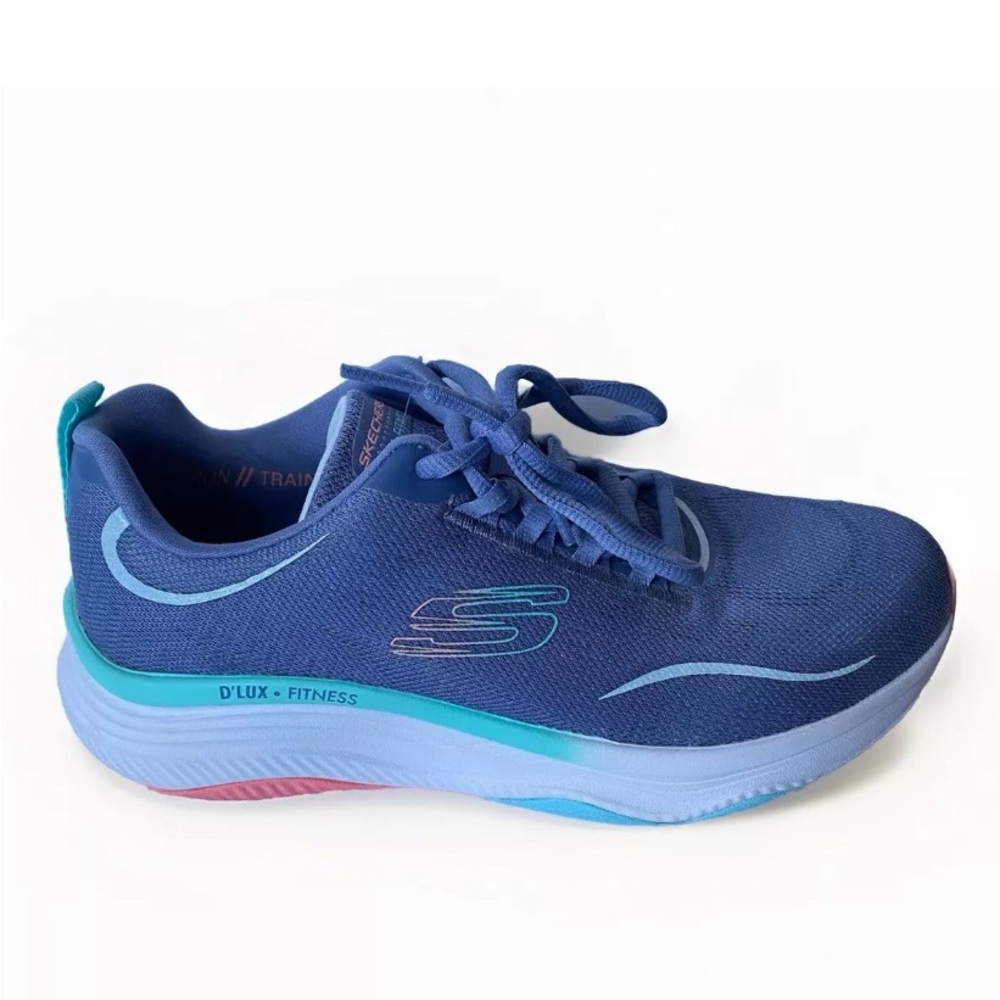 Skechers Women Dlux Fitness Sneakers Size 7 Blue Memory Foam Relaxed Fit 149833